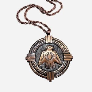 Vintage Bell Trading copper necklace Native American thunderbird Large Statement